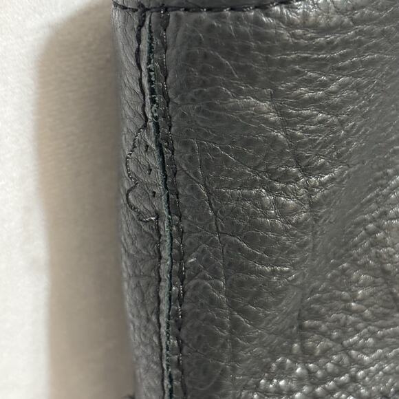 AMERICAN LEATHER CO Zipper Pockets Black Leather Tote Bag Shoulder Purse